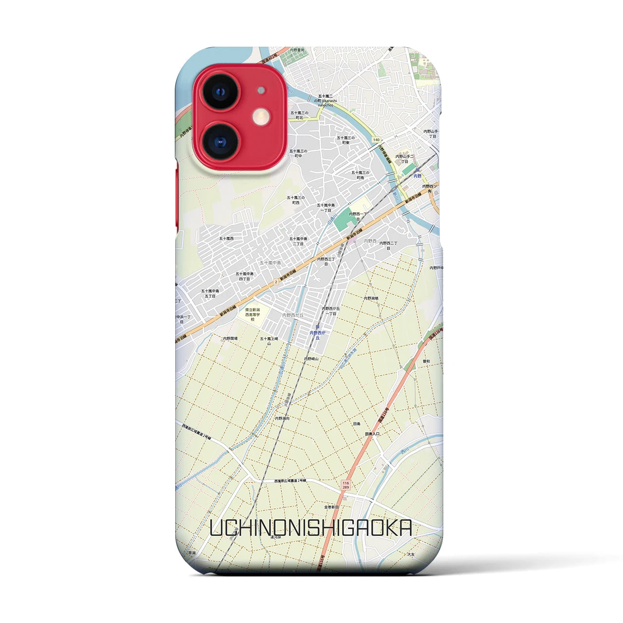 【内野西が丘(新潟県)】地図柄iPhoneケース(バックカバータイプ)
