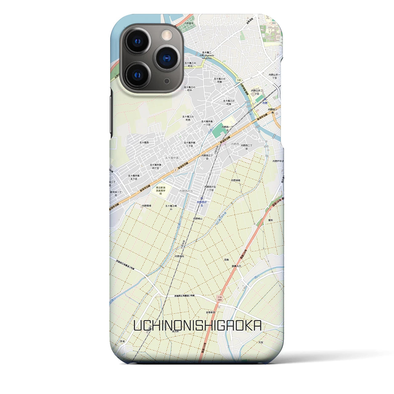 【内野西が丘(新潟県)】地図柄iPhoneケース(バックカバータイプ)