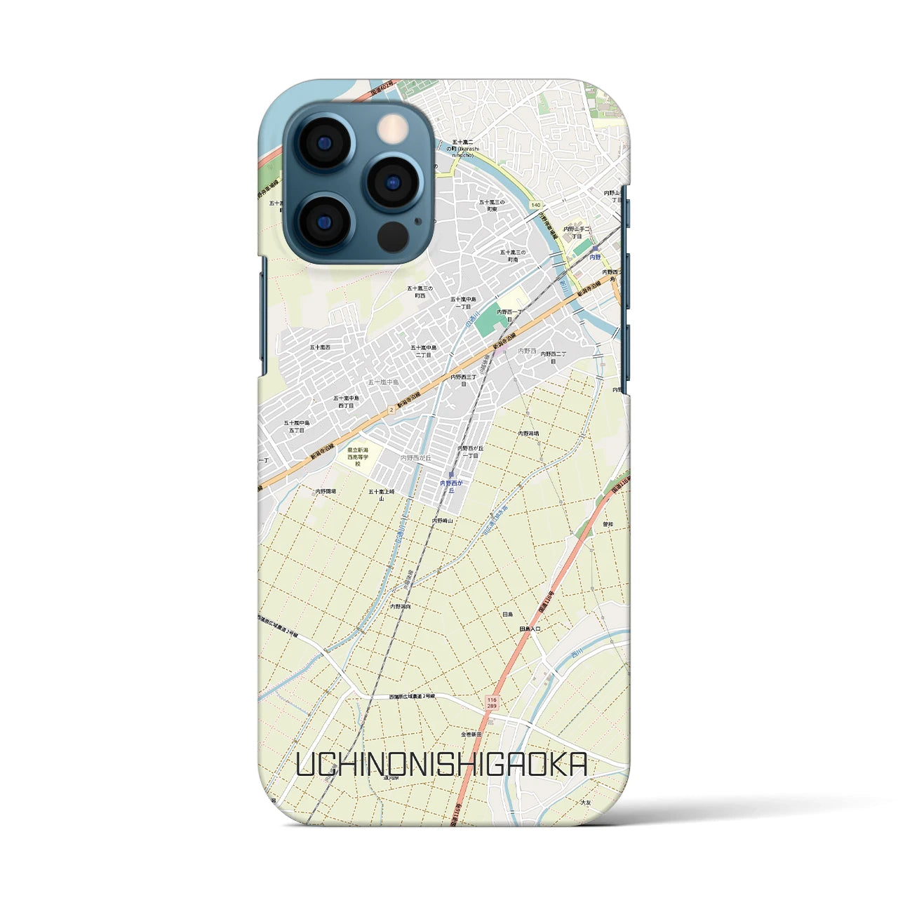 【内野西が丘(新潟県)】地図柄iPhoneケース(バックカバータイプ)