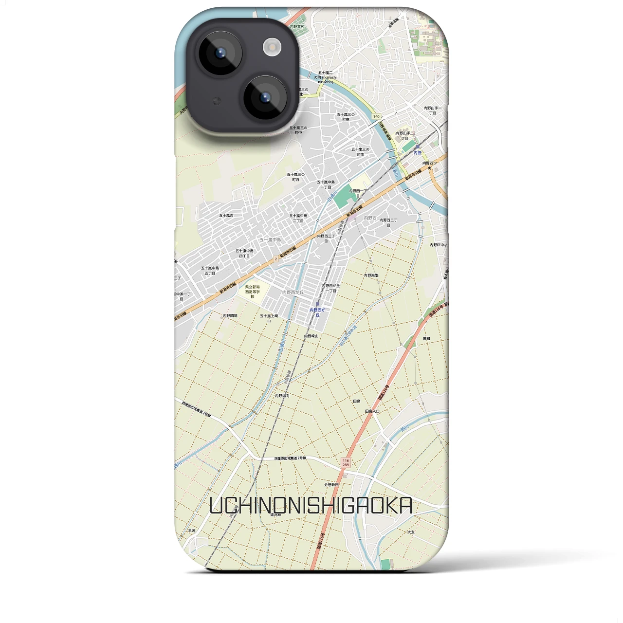 【内野西が丘(新潟県)】地図柄iPhoneケース(バックカバータイプ)