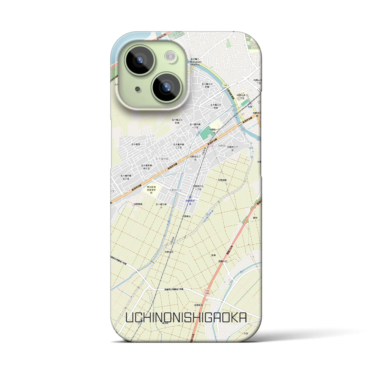 【内野西が丘(新潟県)】地図柄iPhoneケース(バックカバータイプ)