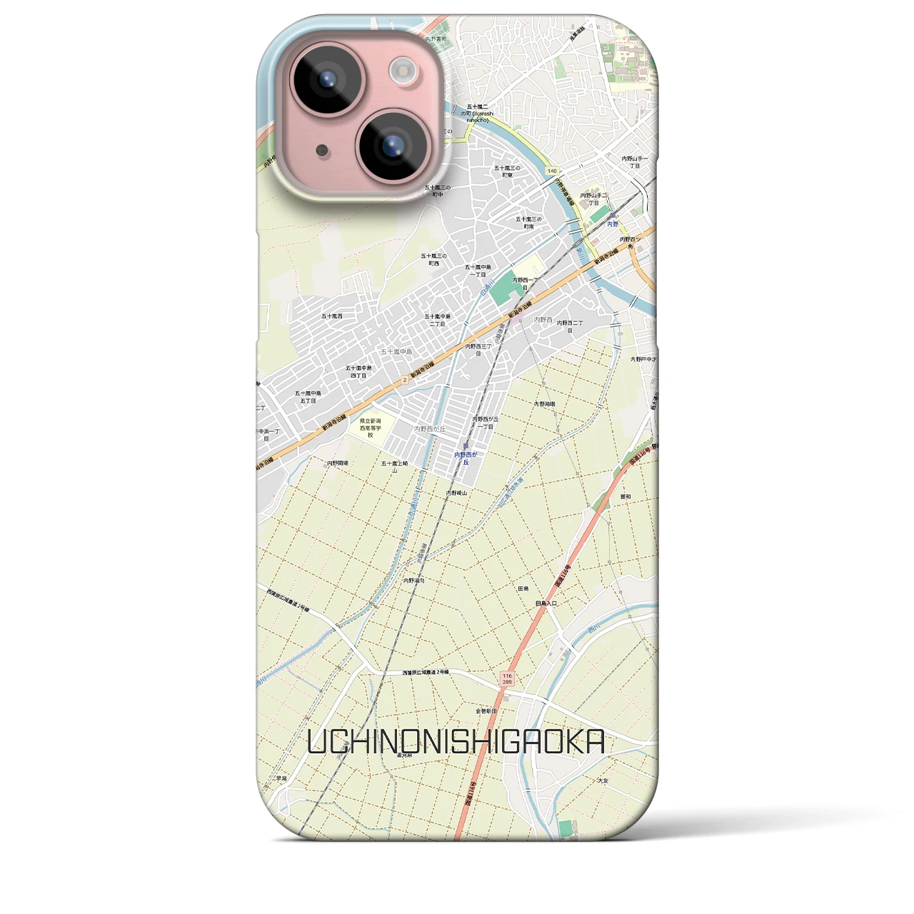 【内野西が丘(新潟県)】地図柄iPhoneケース(バックカバータイプ)
