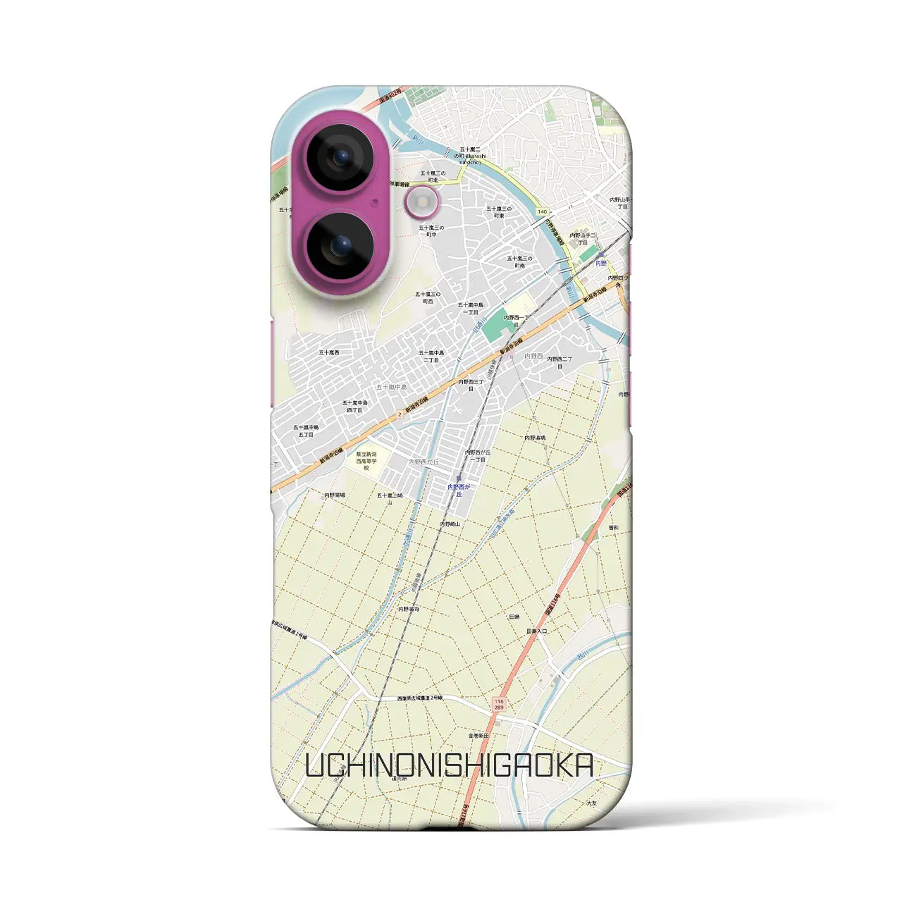 【内野西が丘(新潟県)】地図柄iPhoneケース(バックカバータイプ)