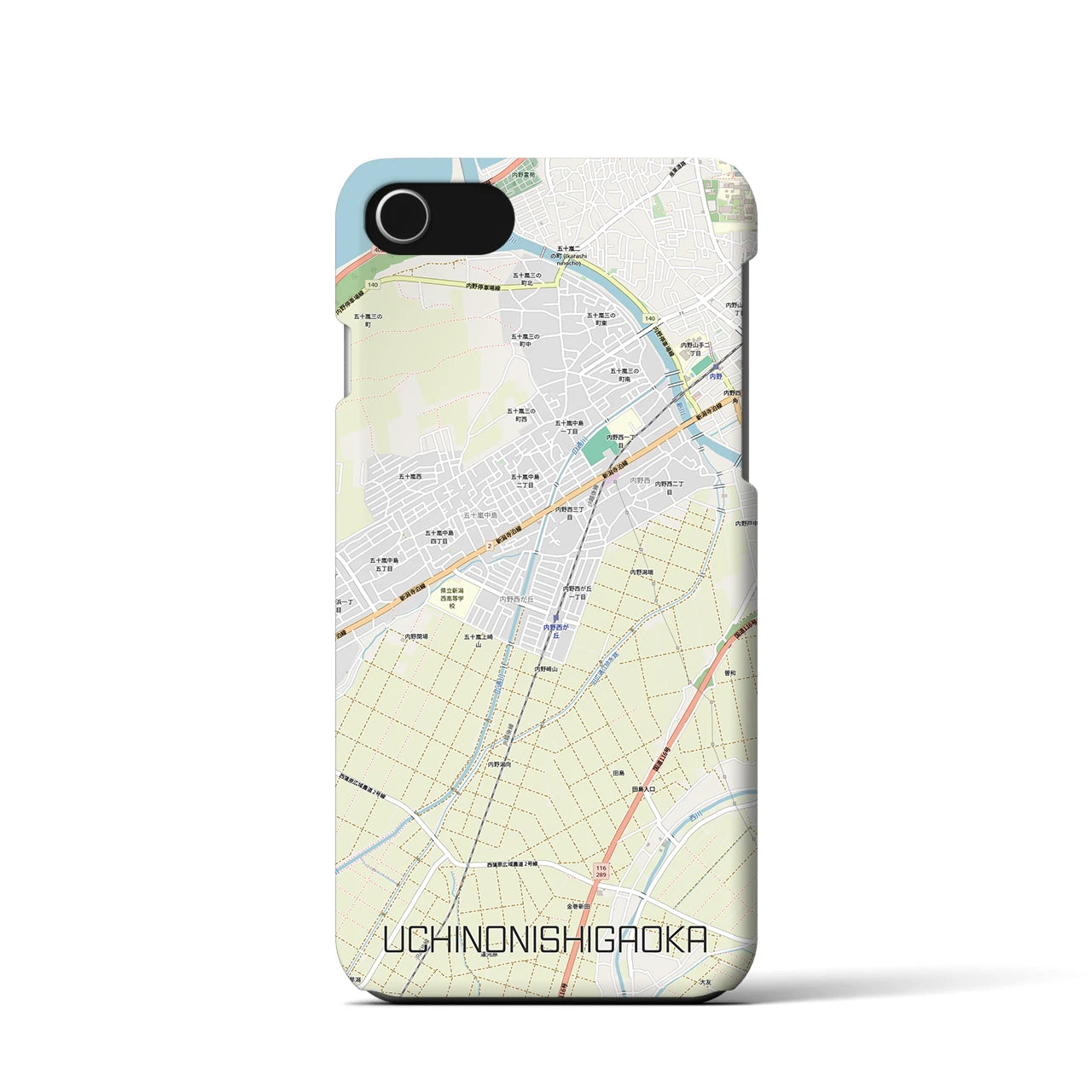 【内野西が丘(新潟県)】地図柄iPhoneケース(バックカバータイプ)
