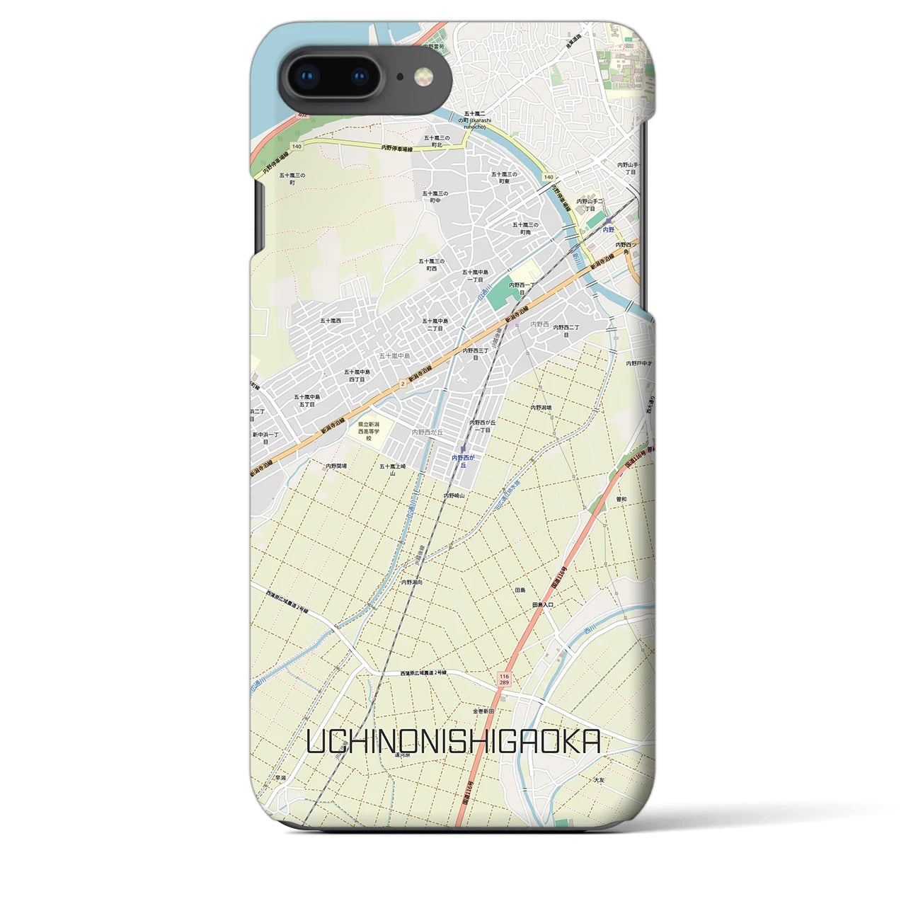 【内野西が丘(新潟県)】地図柄iPhoneケース(バックカバータイプ)