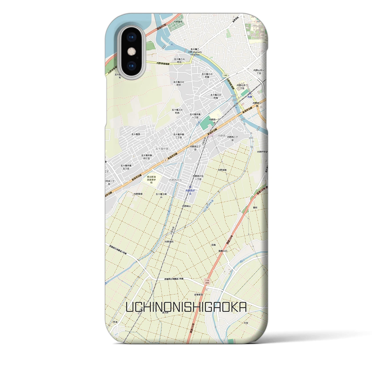 【内野西が丘(新潟県)】地図柄iPhoneケース(バックカバータイプ)