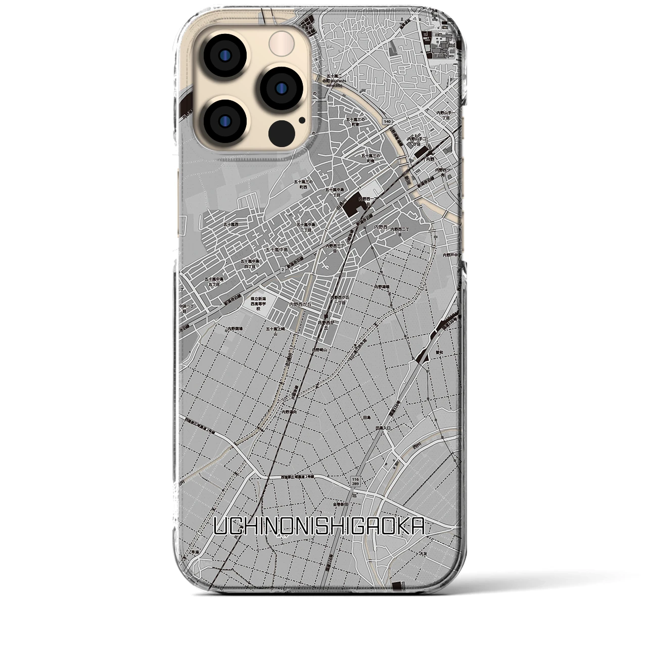 【内野西が丘(新潟県)】地図柄iPhoneケース(クリアタイプ)