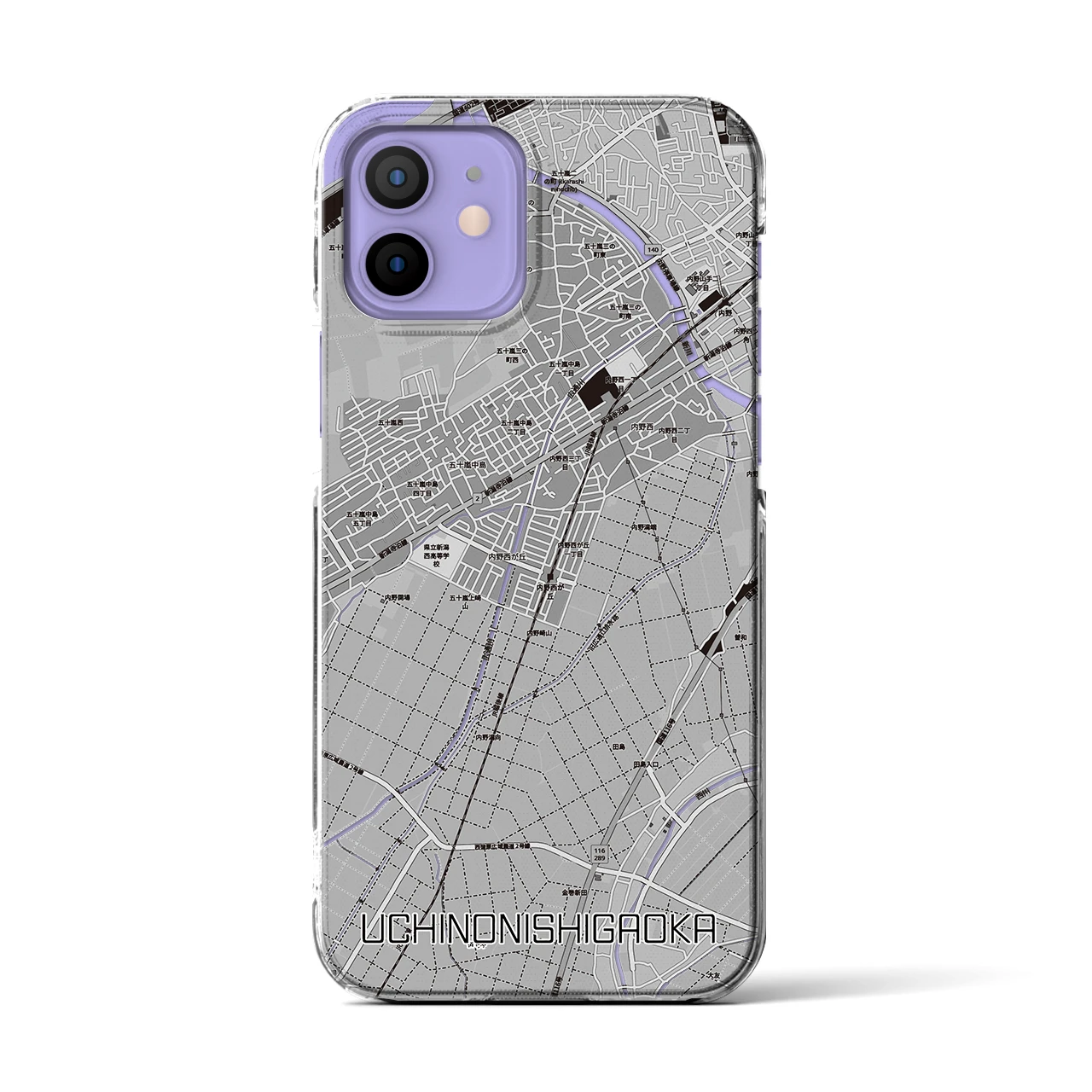 【内野西が丘(新潟県)】地図柄iPhoneケース(クリアタイプ)