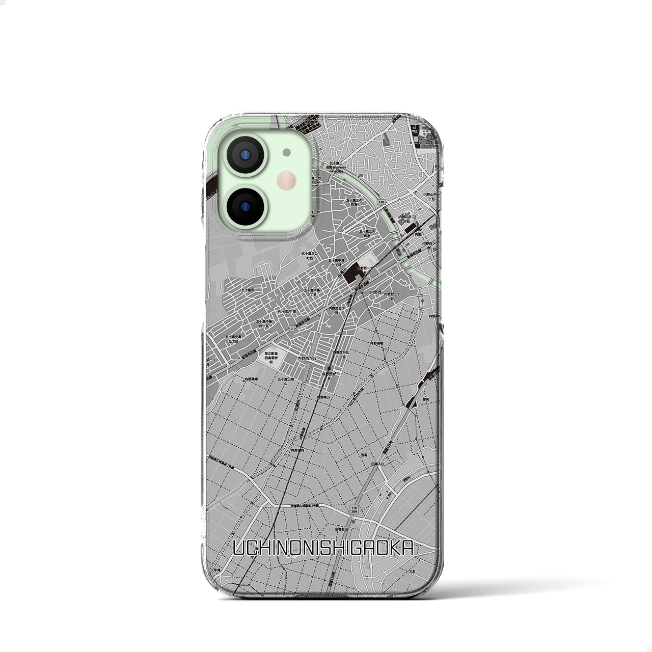 【内野西が丘(新潟県)】地図柄iPhoneケース(クリアタイプ)