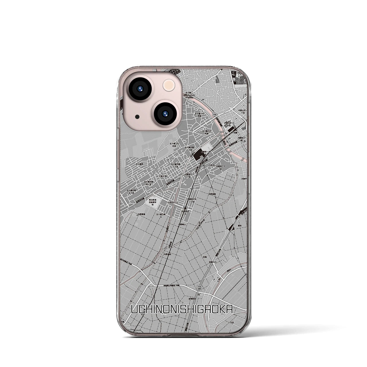 【内野西が丘(新潟県)】地図柄iPhoneケース(クリアタイプ)