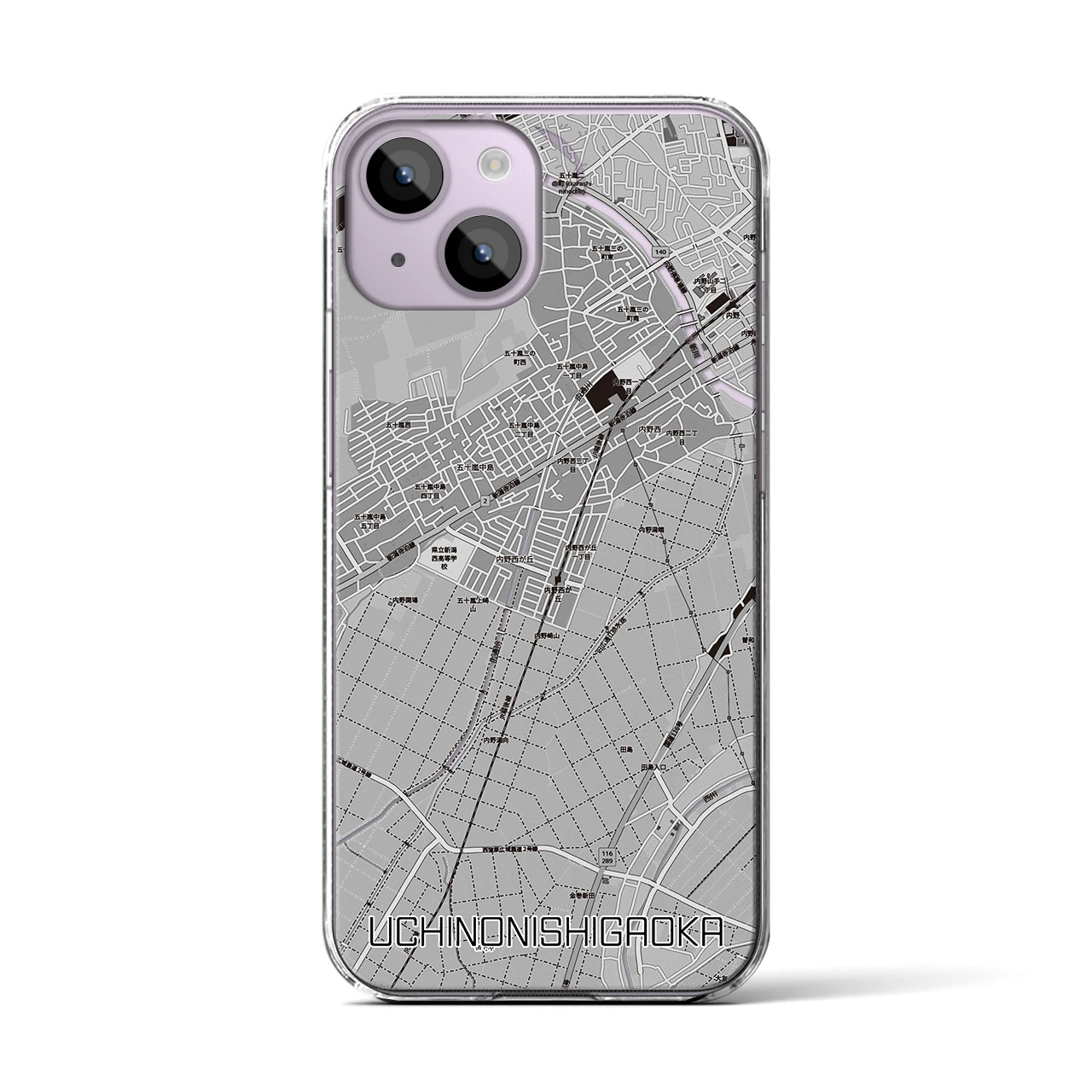 【内野西が丘(新潟県)】地図柄iPhoneケース(クリアタイプ)