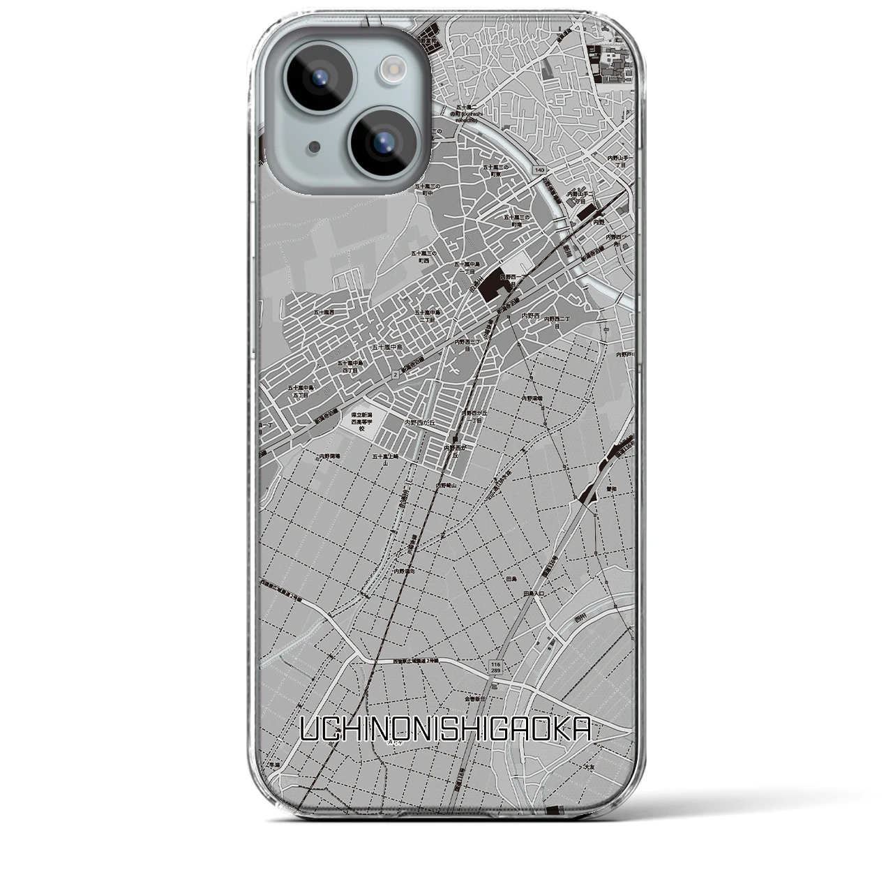 【内野西が丘(新潟県)】地図柄iPhoneケース(クリアタイプ)