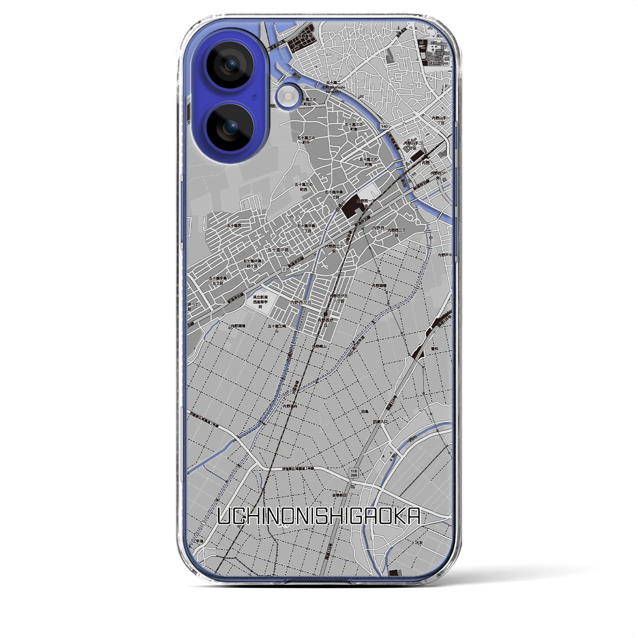 【内野西が丘(新潟県)】地図柄iPhoneケース(クリアタイプ)