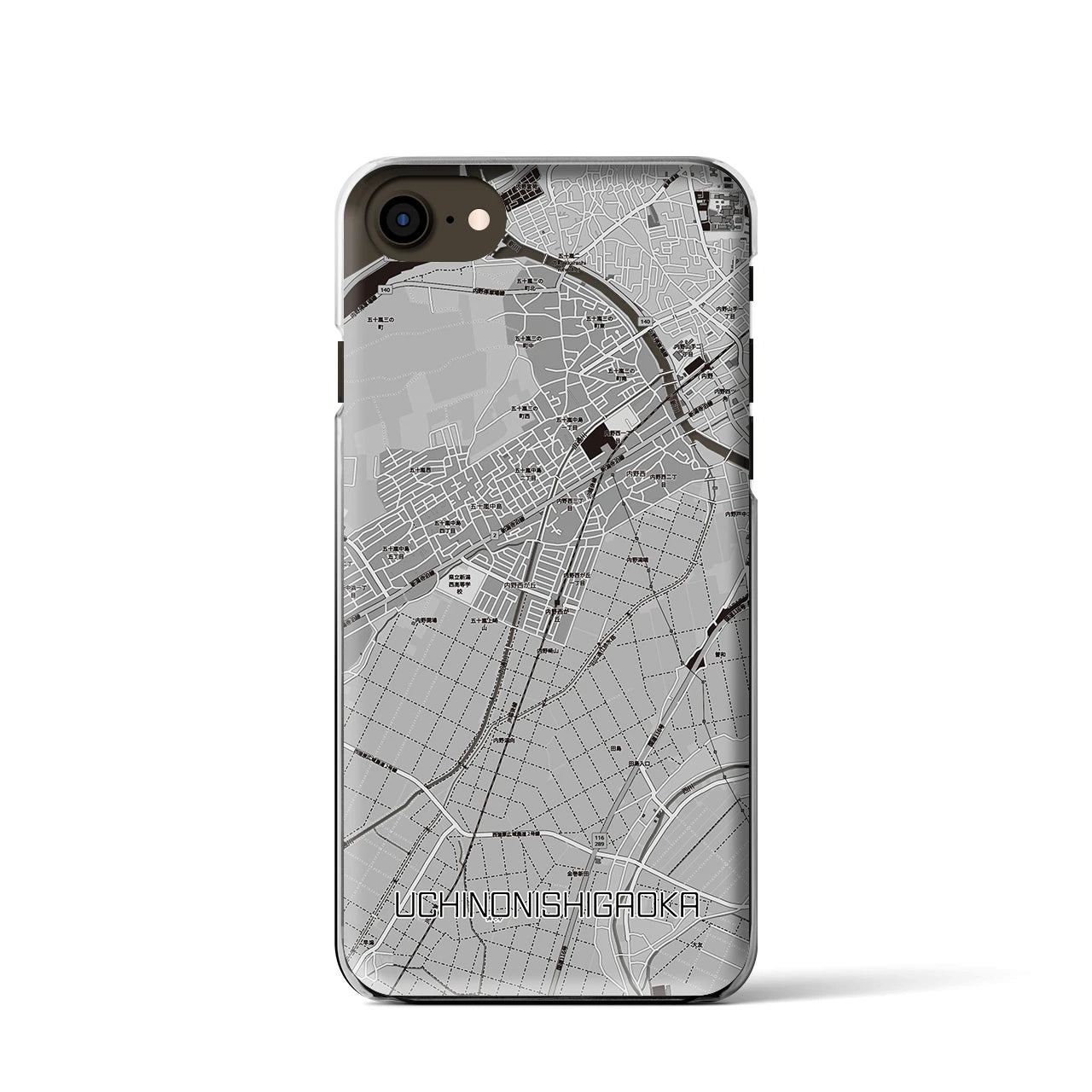 【内野西が丘(新潟県)】地図柄iPhoneケース(クリアタイプ)