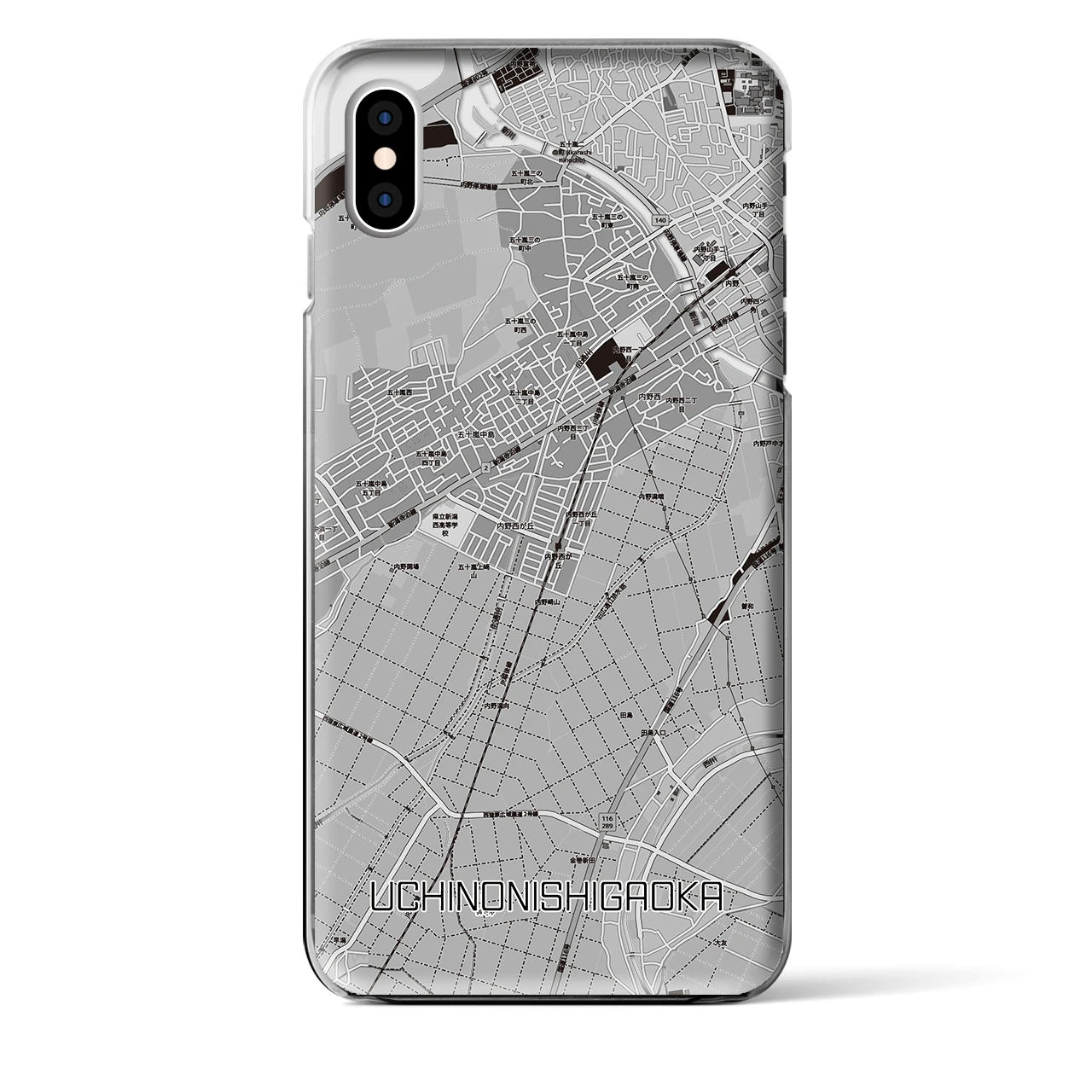 【内野西が丘(新潟県)】地図柄iPhoneケース(クリアタイプ)
