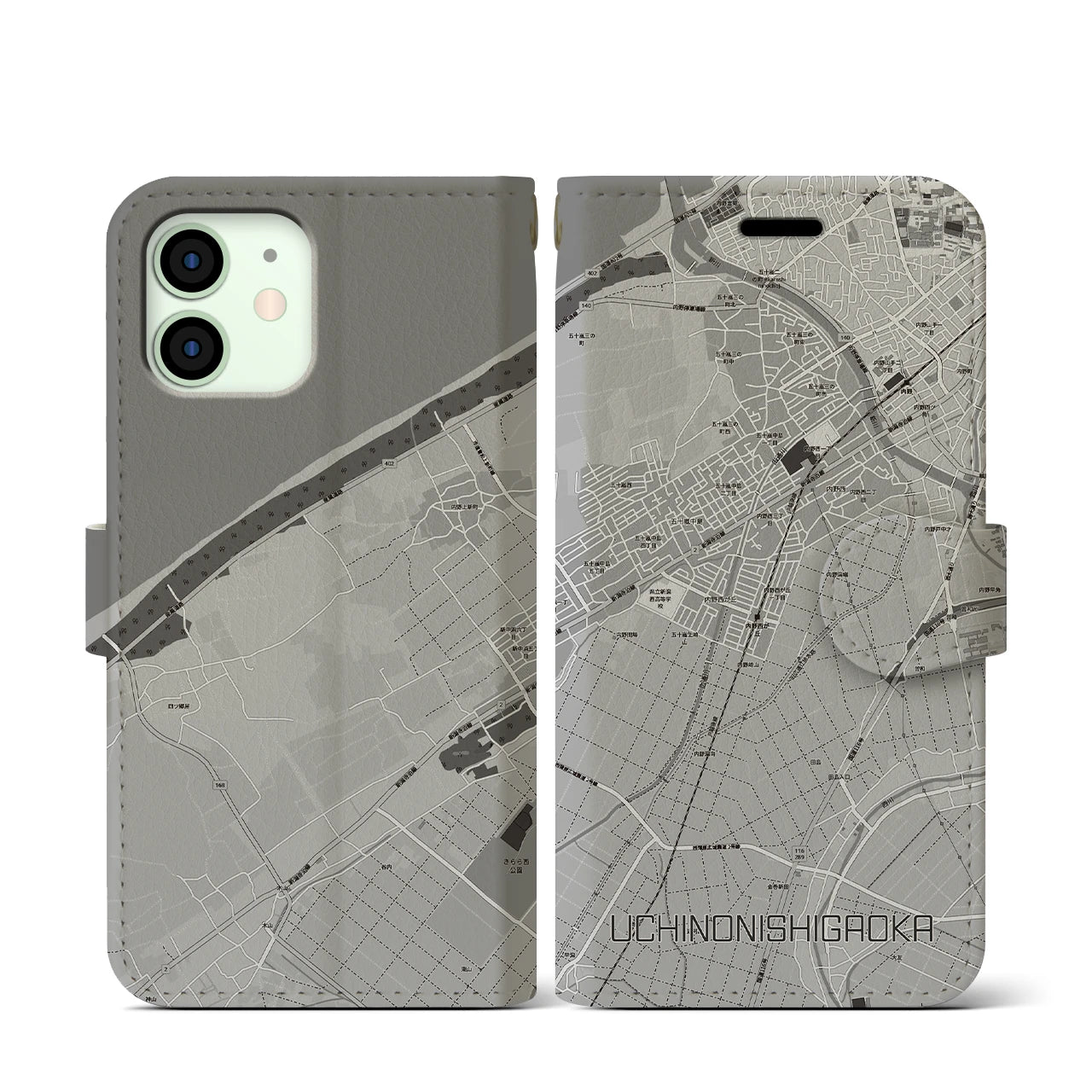 【内野西が丘(新潟県)】地図柄iPhoneケース(手帳タイプ)