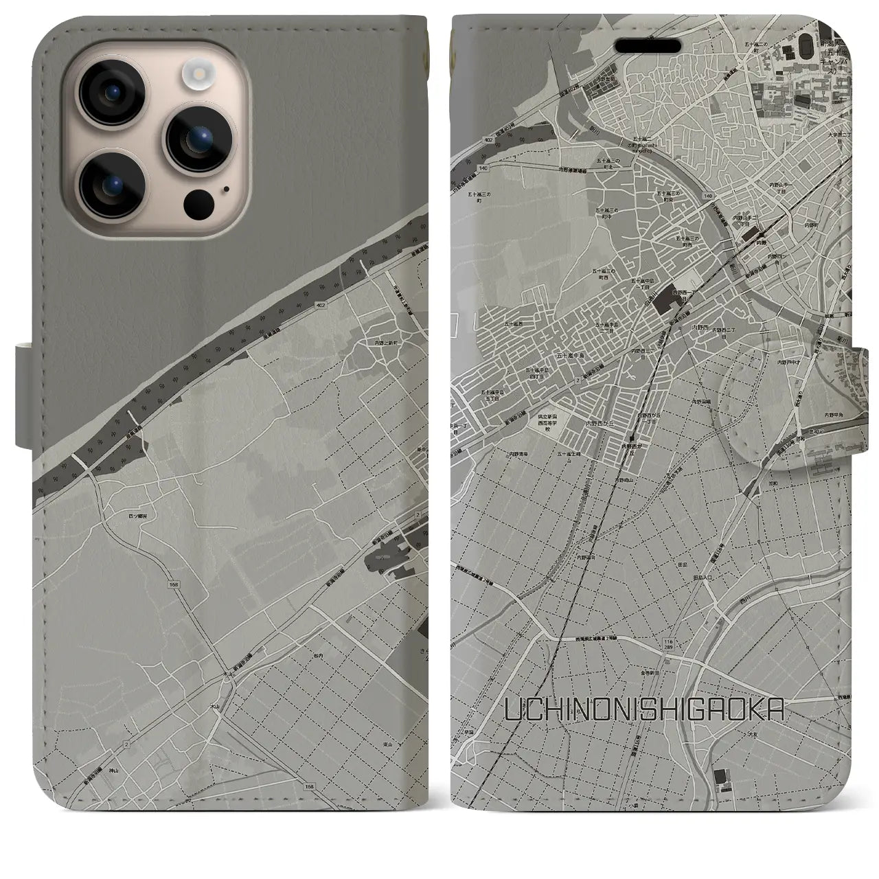 【内野西が丘(新潟県)】地図柄iPhoneケース(手帳タイプ)