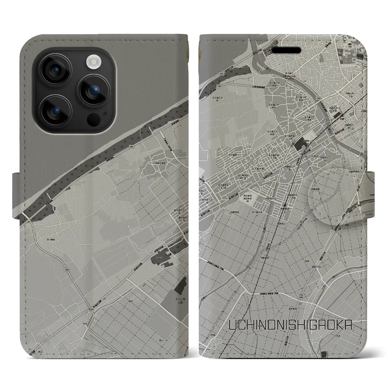 【内野西が丘(新潟県)】地図柄iPhoneケース(手帳タイプ)