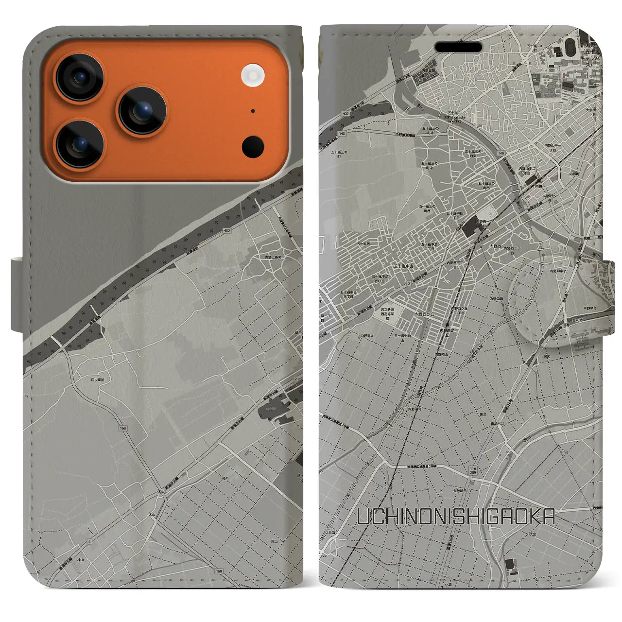 【内野西が丘(新潟県)】地図柄iPhoneケース(手帳タイプ)