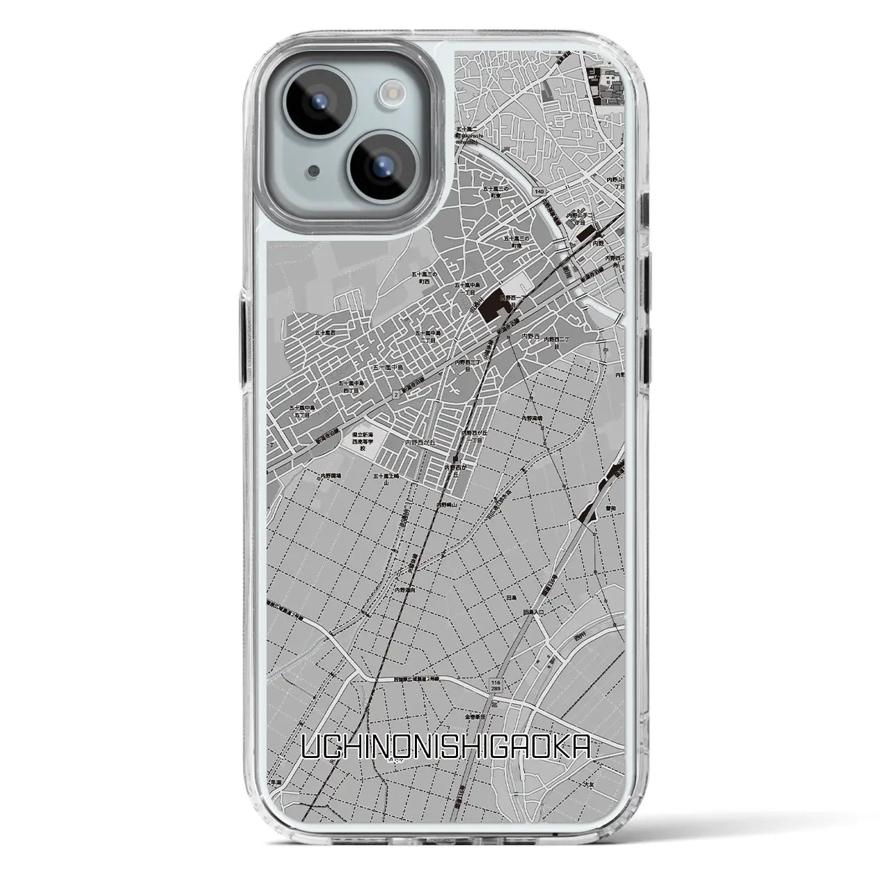 【内野西が丘(新潟県)】地図柄iPhoneケース(MagSafeタイプ)
