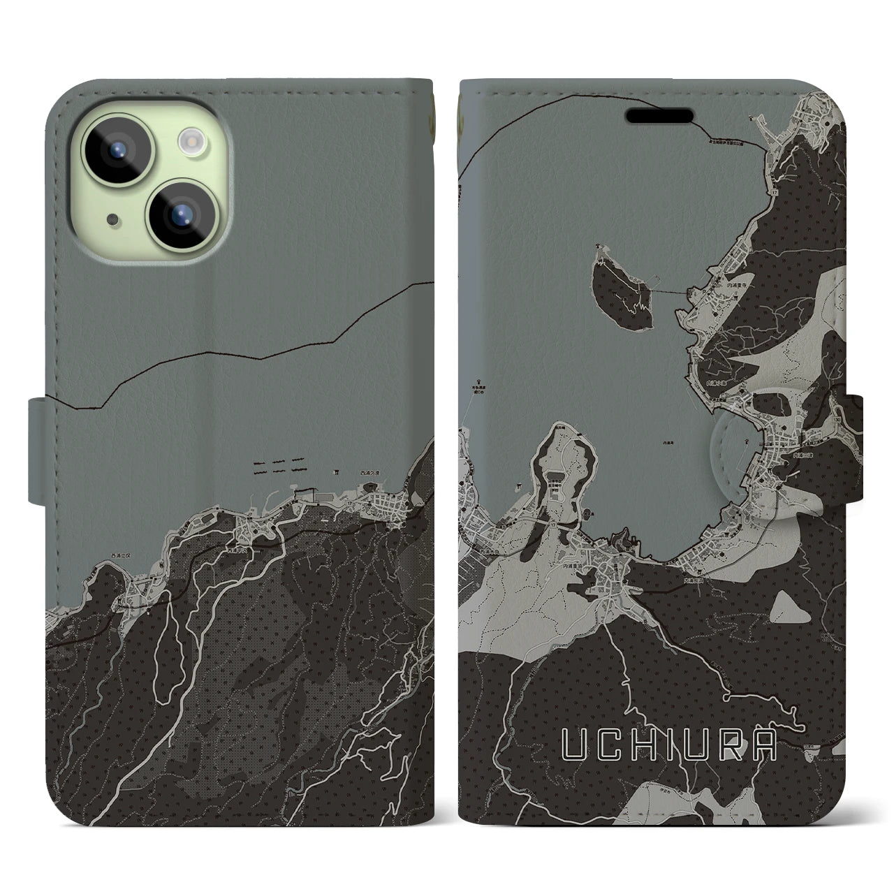 【内浦(静岡県)】地図柄iPhoneケース(手帳タイプ)