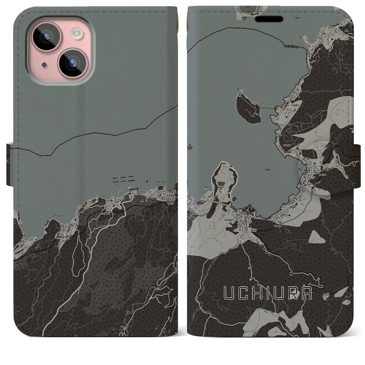 【内浦(静岡県)】地図柄iPhoneケース(手帳タイプ)