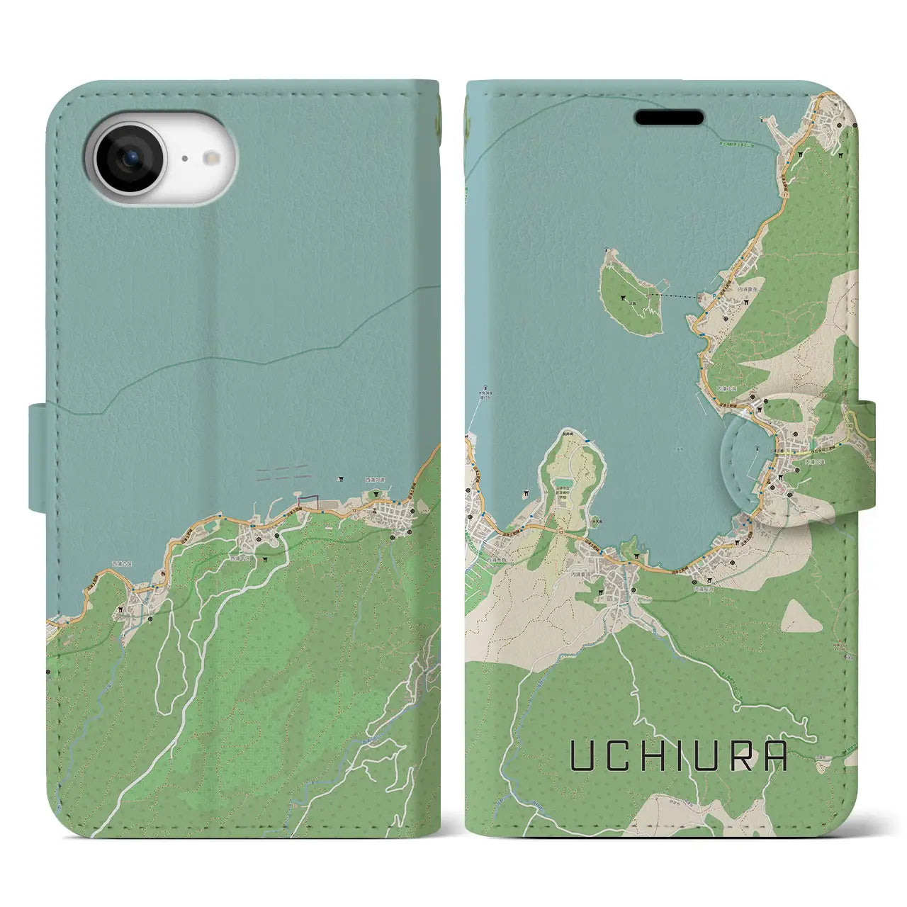 【内浦(静岡県)】地図柄iPhoneケース(手帳タイプ)