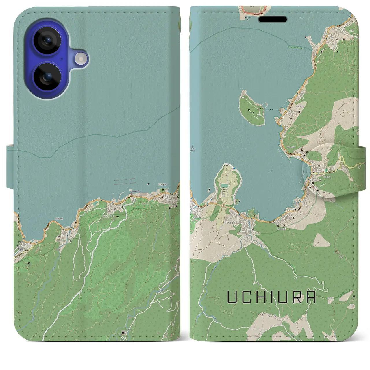 【内浦(静岡県)】地図柄iPhoneケース(手帳タイプ)ナチュラル・iPhone 16 Pro Max 用