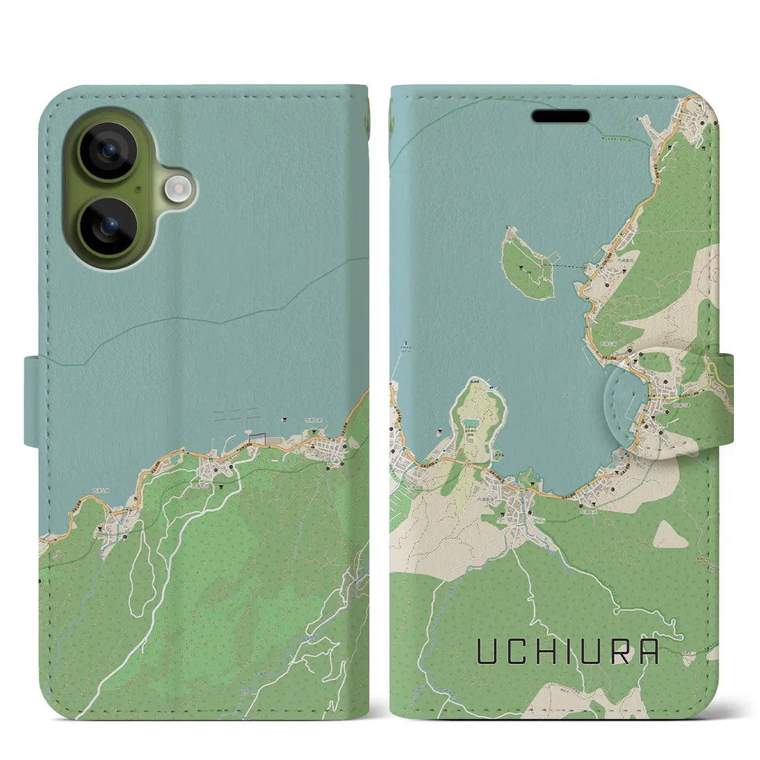 【内浦(静岡県)】地図柄iPhoneケース(手帳タイプ)ナチュラル・iPhone 17 Pro Max 用