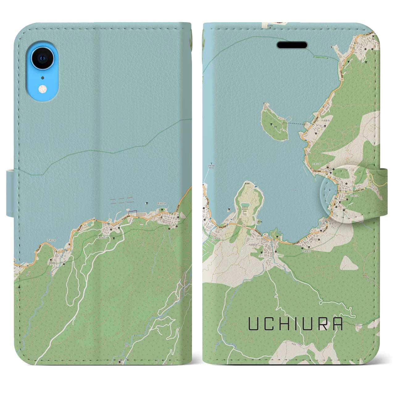【内浦(静岡県)】地図柄iPhoneケース(手帳タイプ)ナチュラル・iPhone XR 用