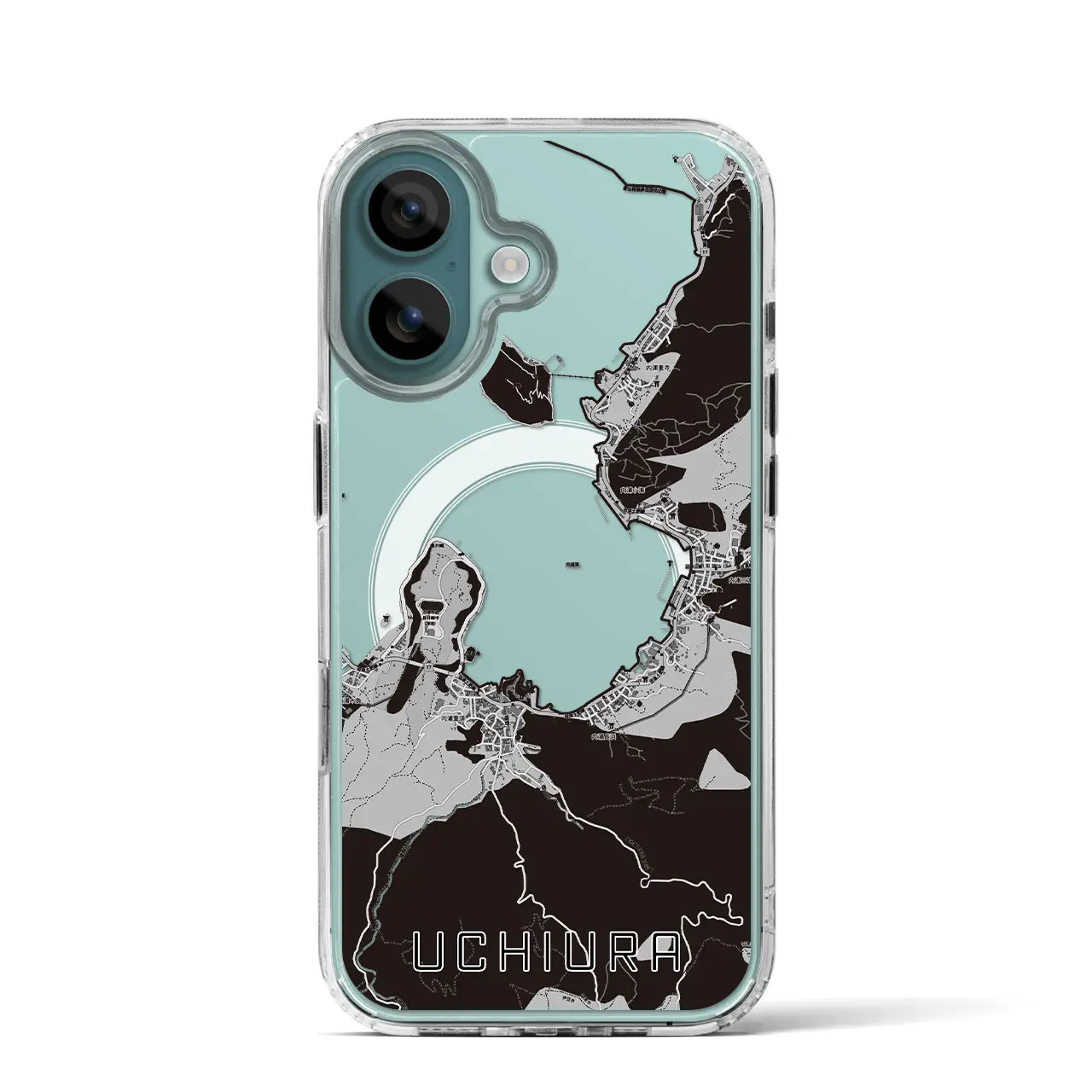 【内浦(静岡県)】地図柄iPhoneケース(MagSafeタイプ)モノトーン・iPhone 16 Pro 用