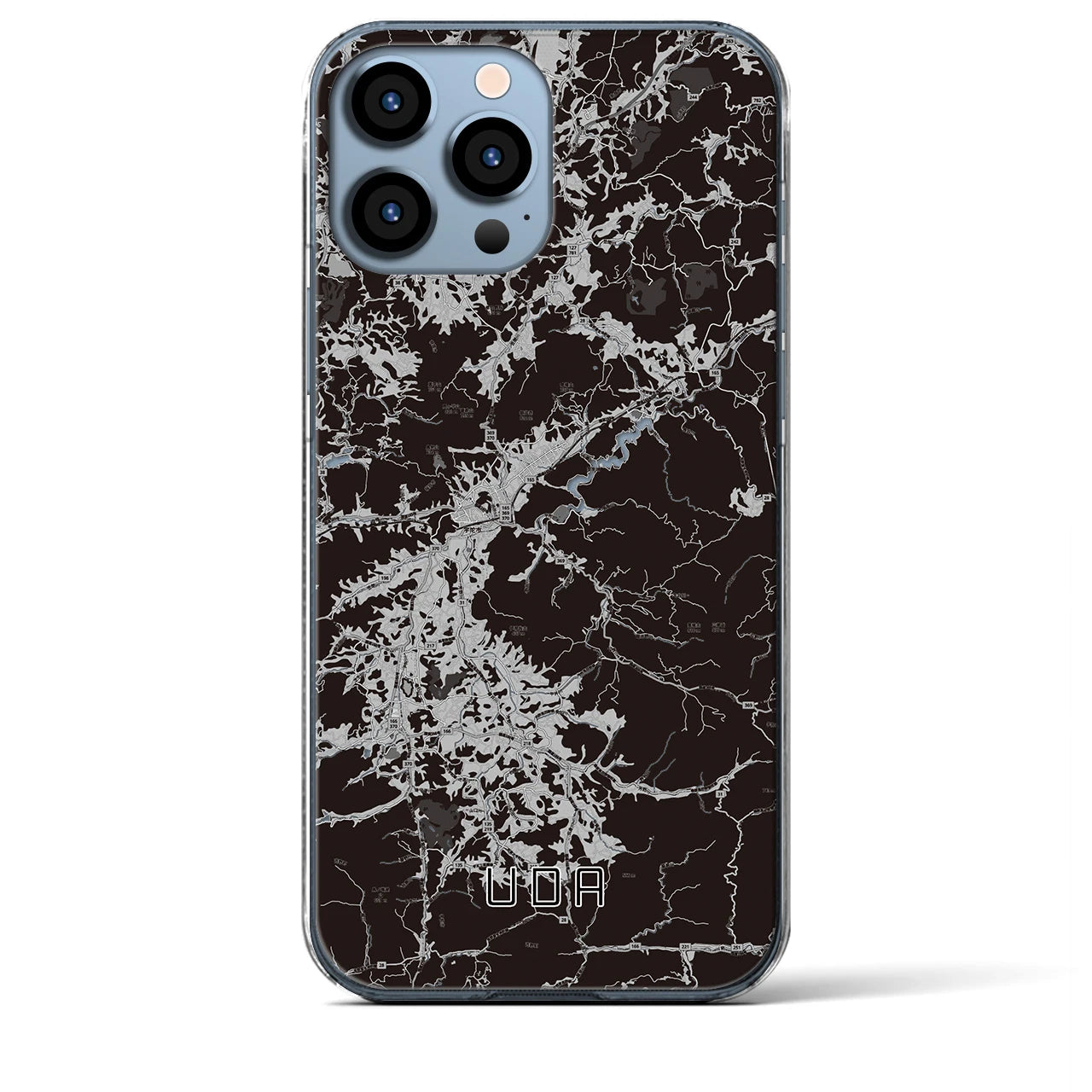 【宇陀(奈良県)】地図柄iPhoneケース(クリアタイプ)モノトーン・iPhone 13 Pro Max 用