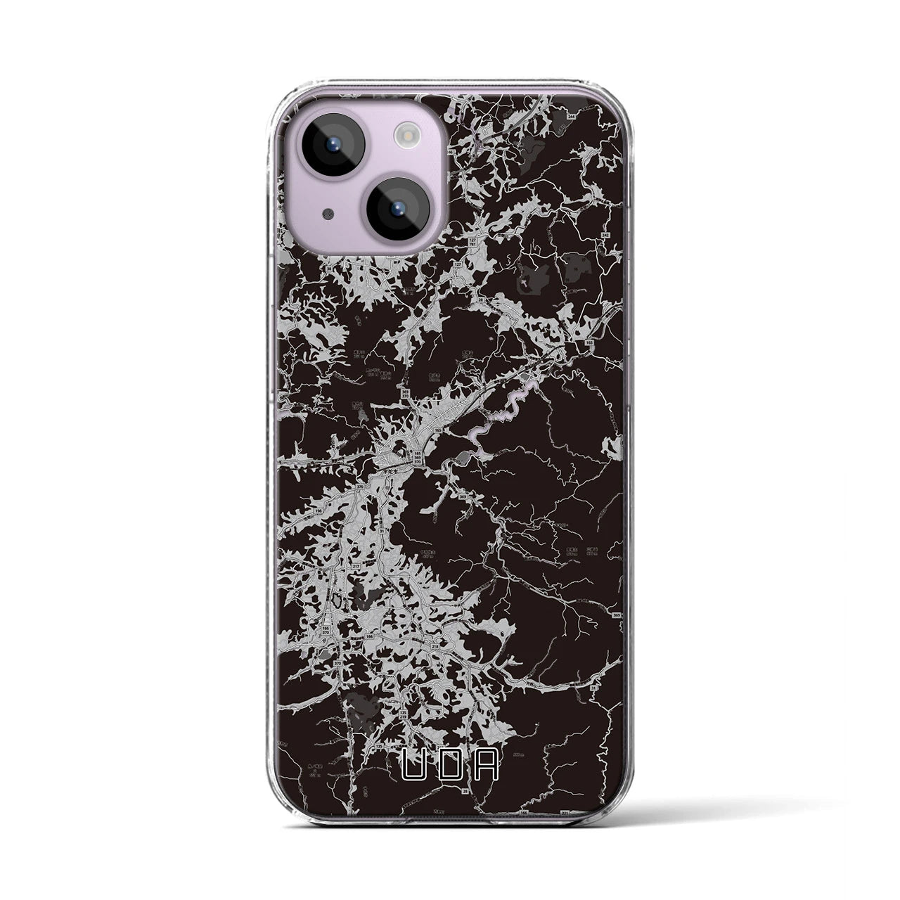 【宇陀(奈良県)】地図柄iPhoneケース(クリアタイプ)モノトーン・iPhone 14 用