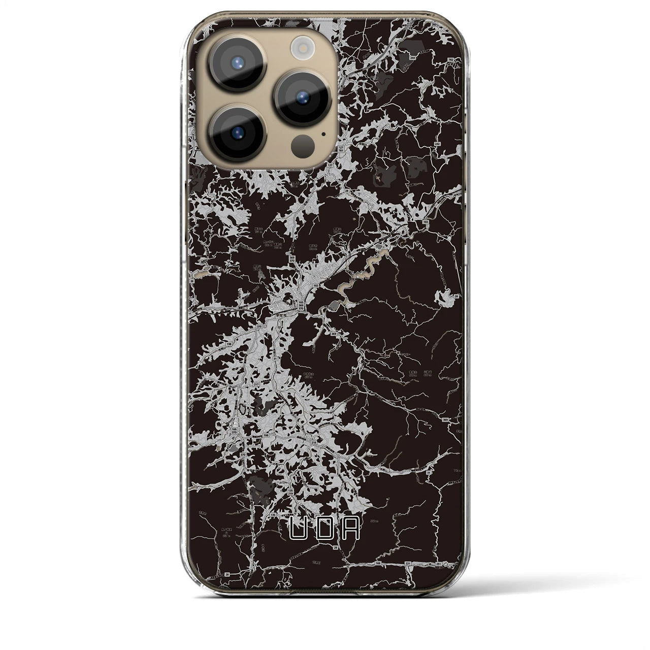 【宇陀(奈良県)】地図柄iPhoneケース(クリアタイプ)モノトーン・iPhone 14 Pro Max 用