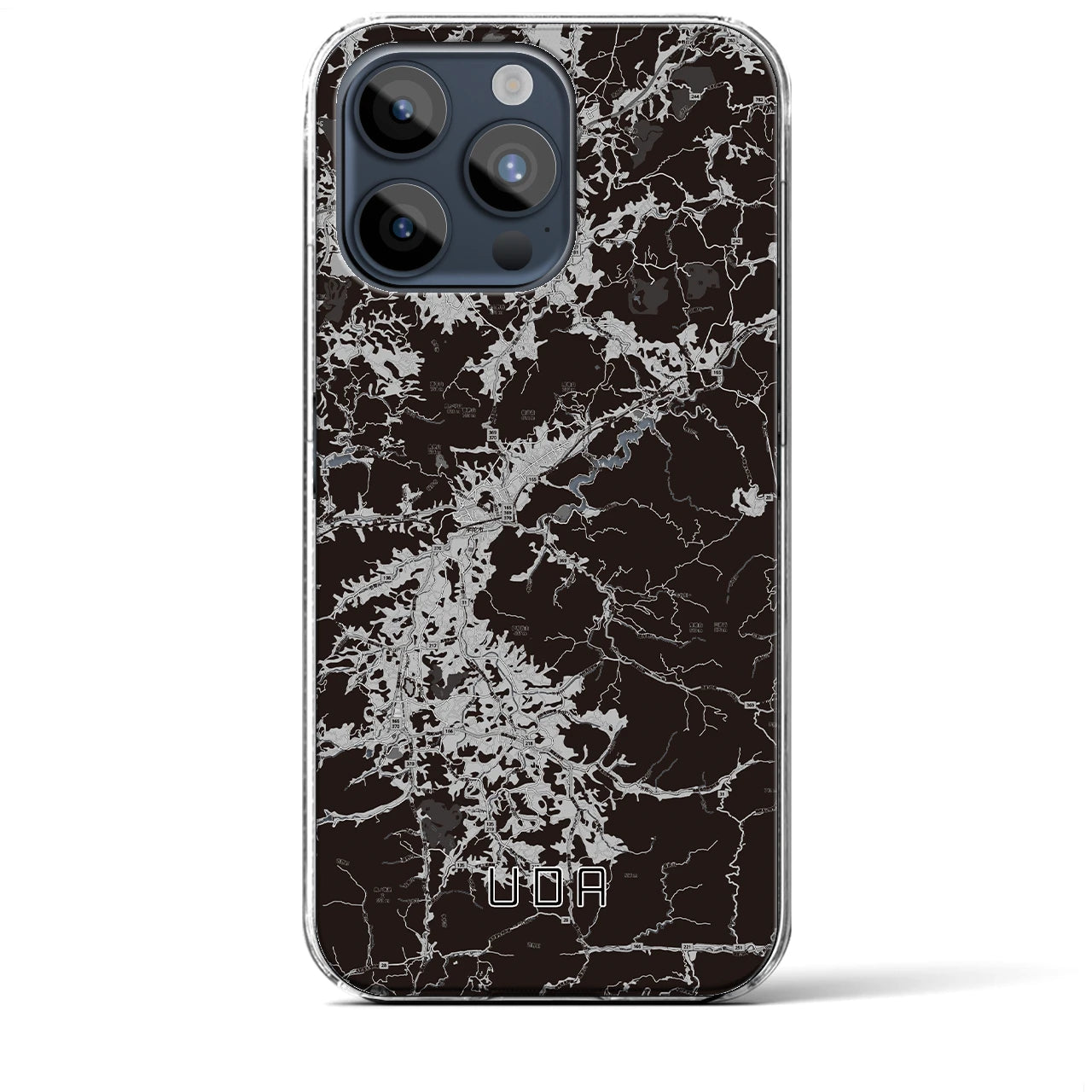 【宇陀(奈良県)】地図柄iPhoneケース(クリアタイプ)モノトーン・iPhone 15 Pro Max 用