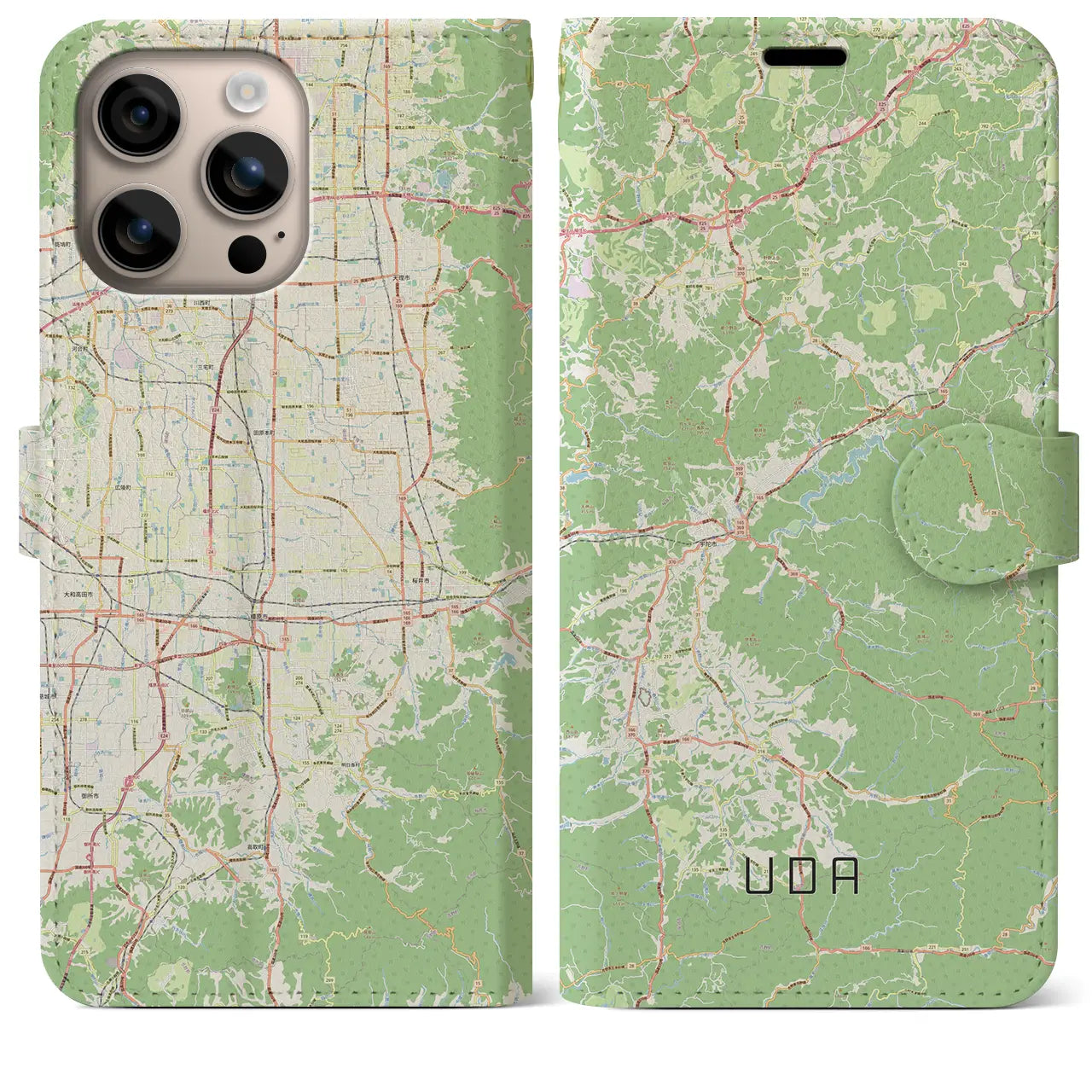 【宇陀(奈良県)】地図柄iPhoneケース(手帳タイプ)ナチュラル・iPhone 16 Plus 用