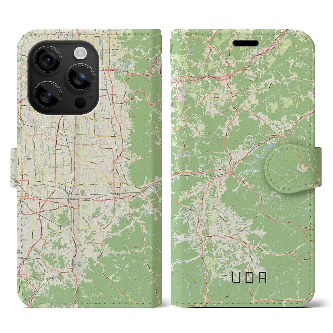 【宇陀(奈良県)】地図柄iPhoneケース(手帳タイプ)ナチュラル・iPhone 16 用