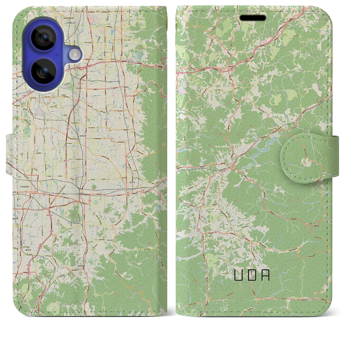 【宇陀(奈良県)】地図柄iPhoneケース(手帳タイプ)ナチュラル・iPhone 16 Pro Max 用