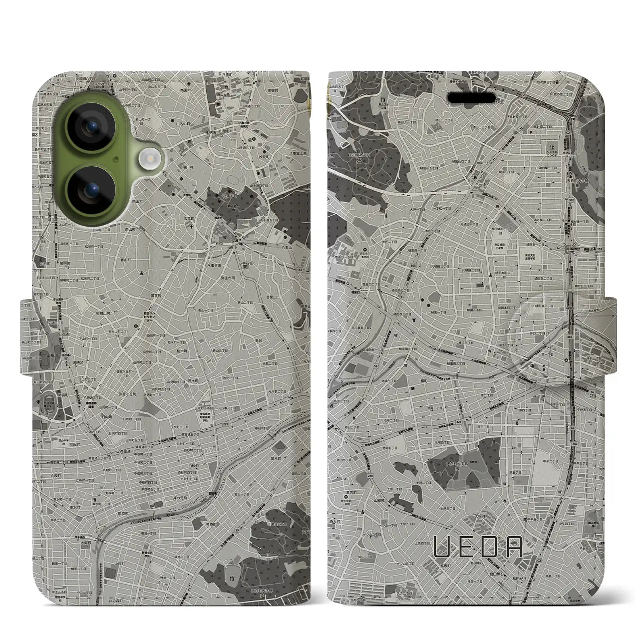 【植田(愛知県)】地図柄iPhoneケース(手帳タイプ)