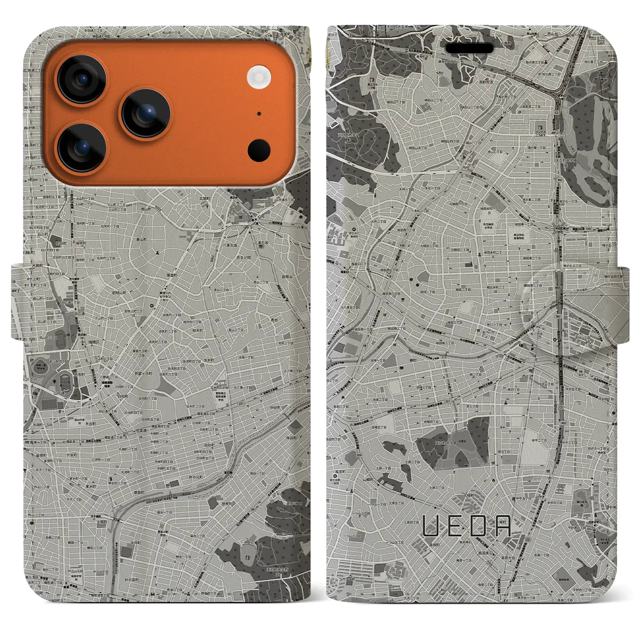 【植田(愛知県)】地図柄iPhoneケース(手帳タイプ)