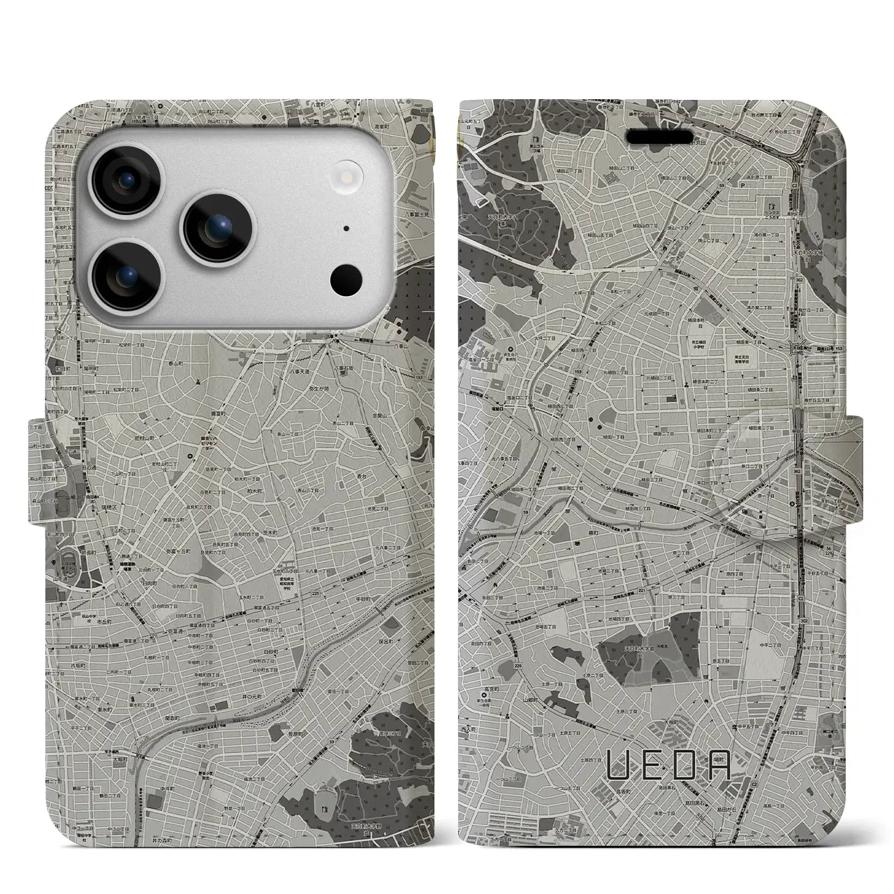 【植田(愛知県)】地図柄iPhoneケース(手帳タイプ)