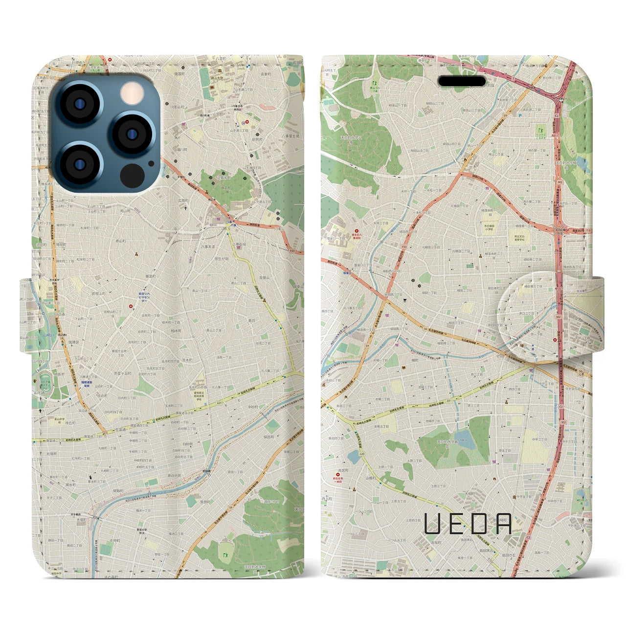 【植田(愛知県)】地図柄iPhoneケース(手帳タイプ)