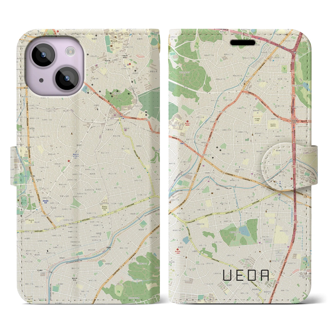 【植田(愛知県)】地図柄iPhoneケース(手帳タイプ)