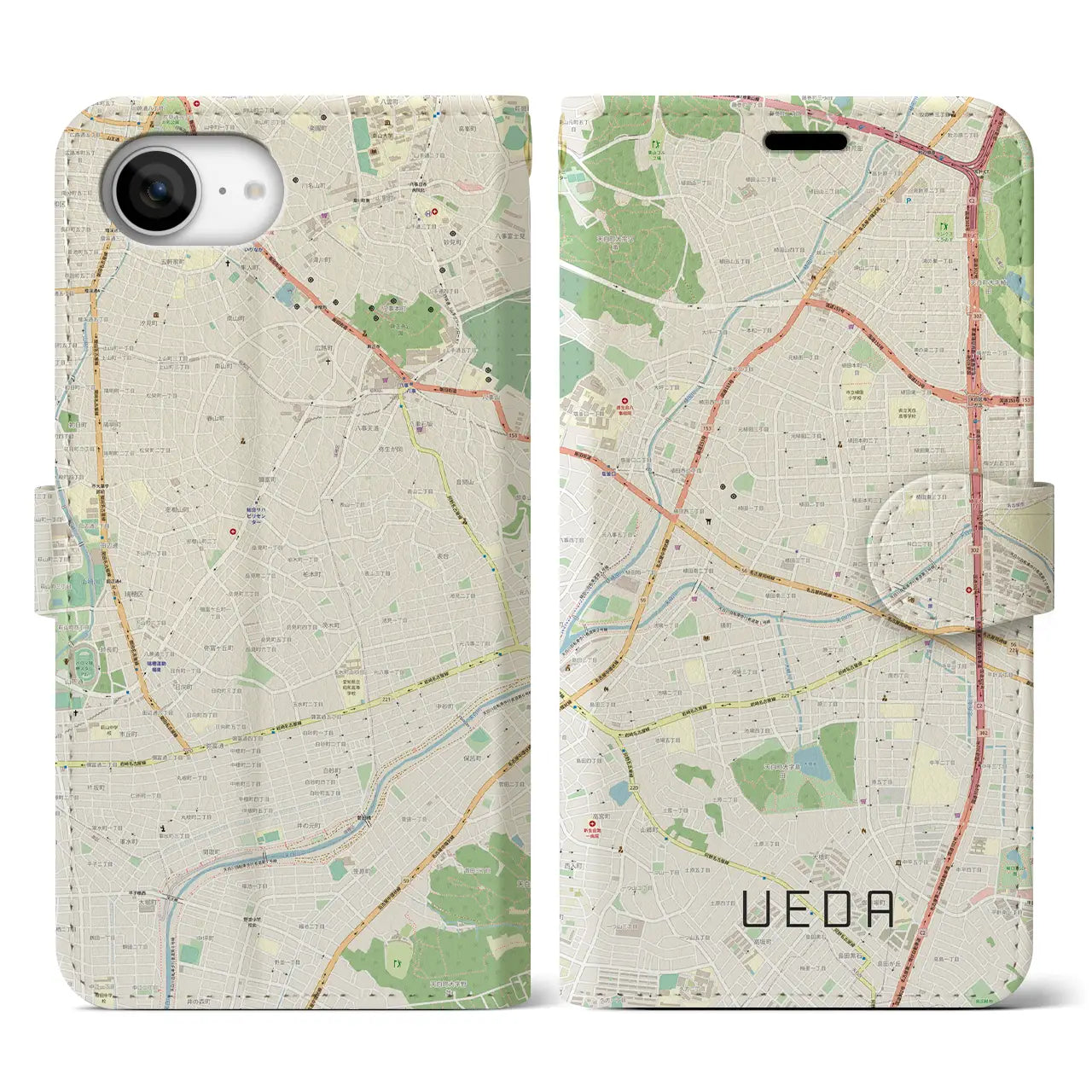 【植田(愛知県)】地図柄iPhoneケース(手帳タイプ)