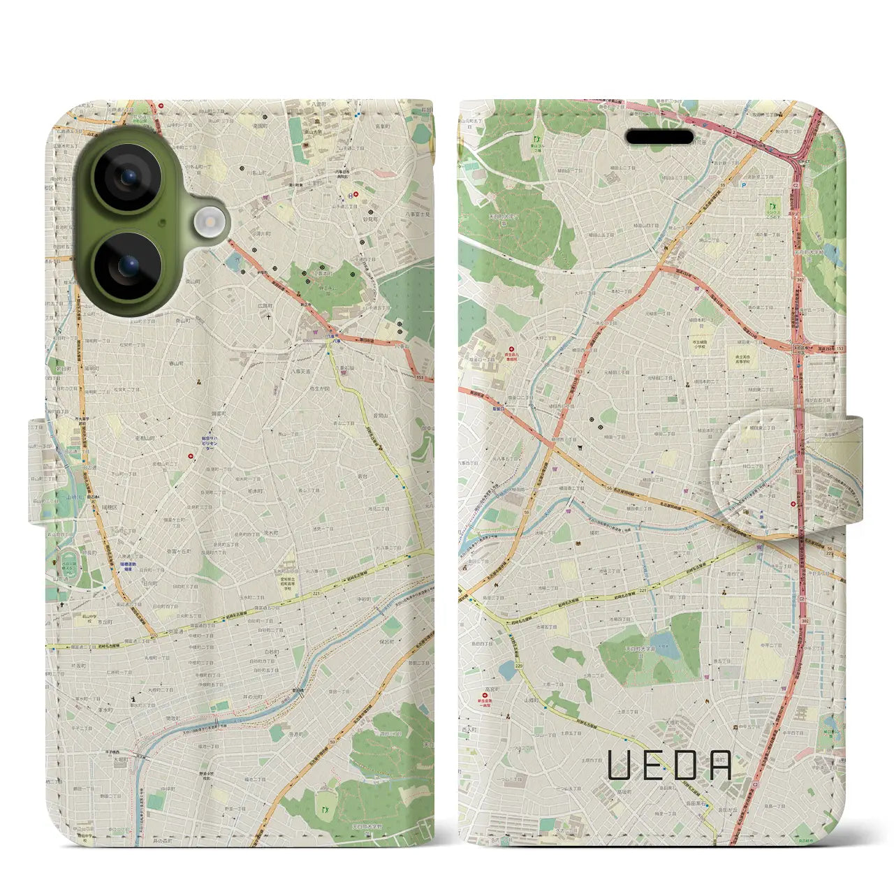 【植田(愛知県)】地図柄iPhoneケース(手帳タイプ)