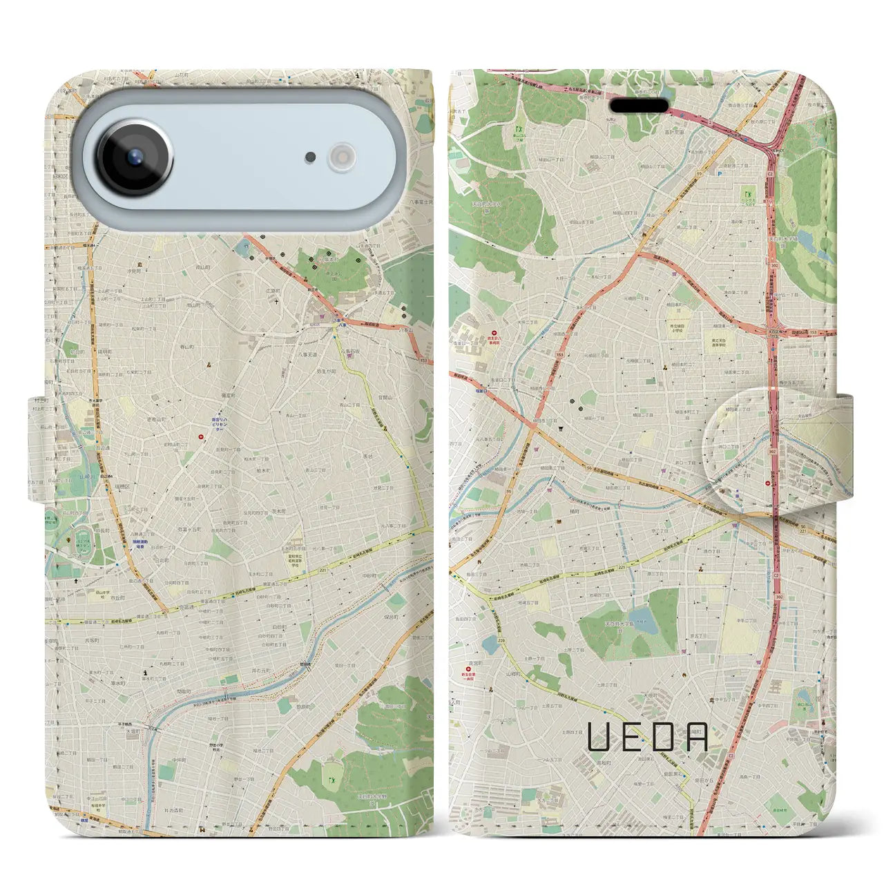 【植田(愛知県)】地図柄iPhoneケース(手帳タイプ)モノトーン・iPhone 17 Pro Max 用