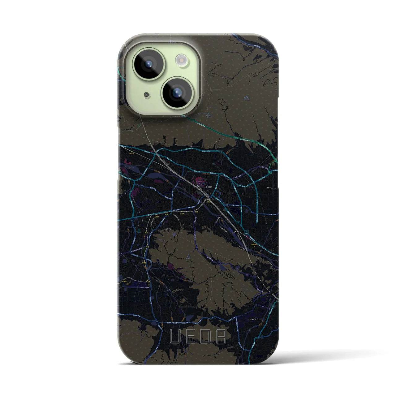 【上田(長野県)】地図柄iPhoneケース(バックカバータイプ)