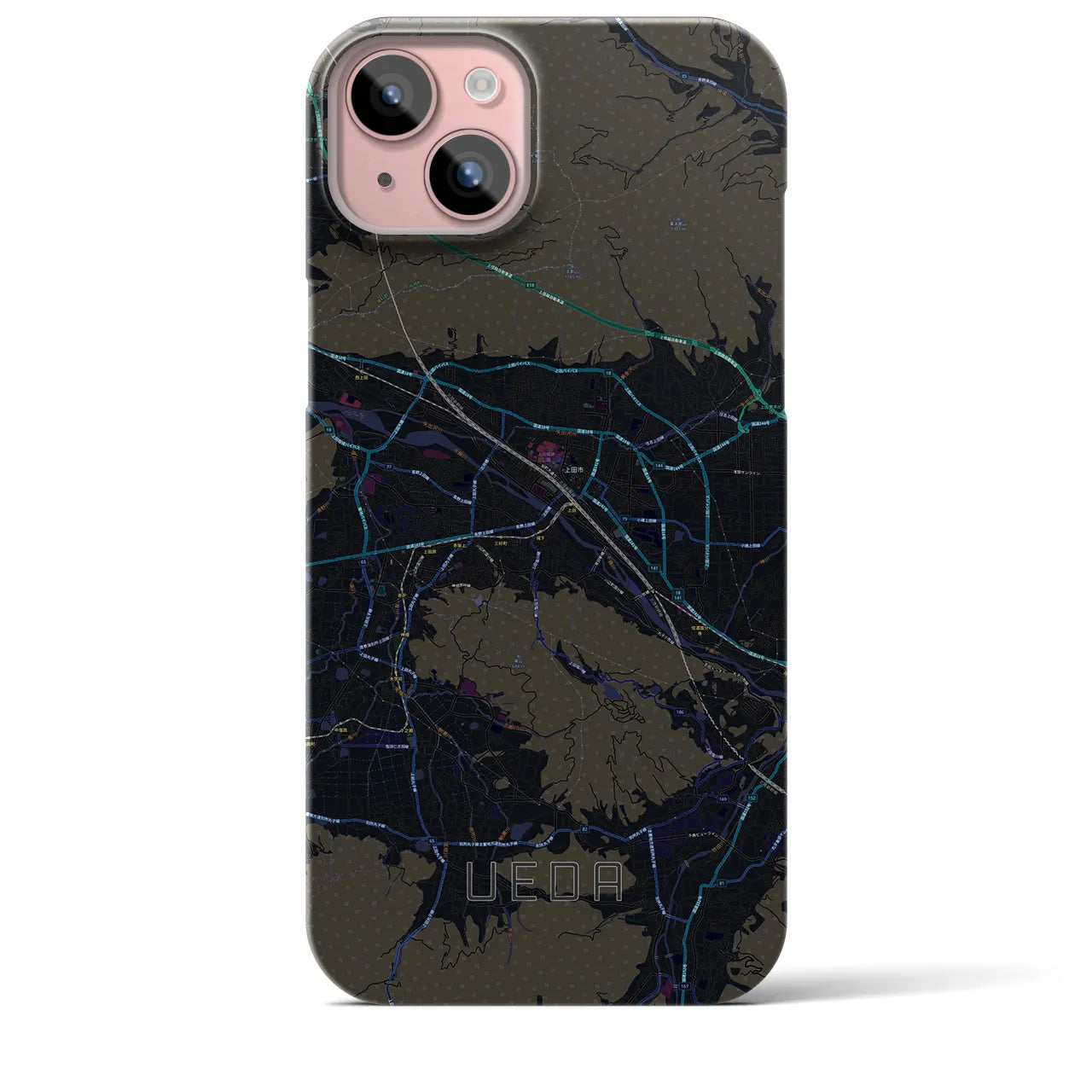 【上田(長野県)】地図柄iPhoneケース(バックカバータイプ)
