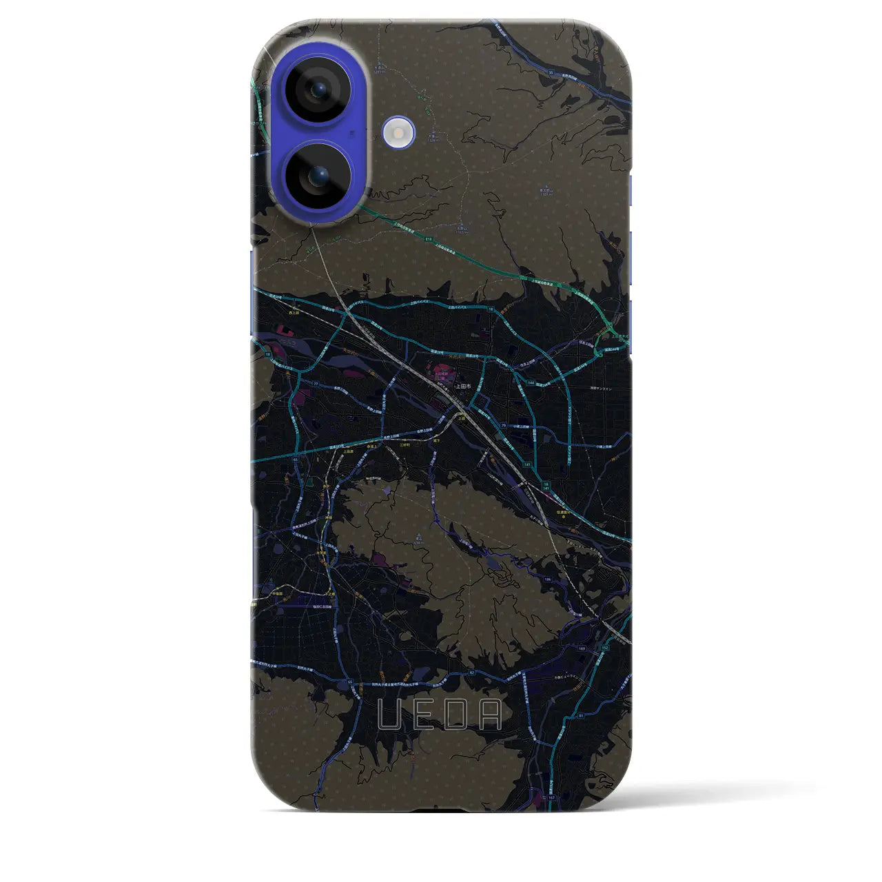 【上田(長野県)】地図柄iPhoneケース(バックカバータイプ)