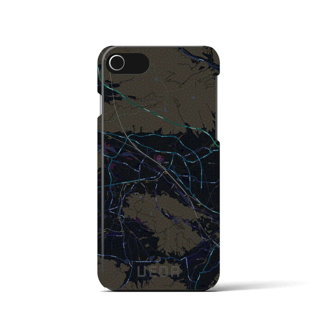 【上田(長野県)】地図柄iPhoneケース(バックカバータイプ)